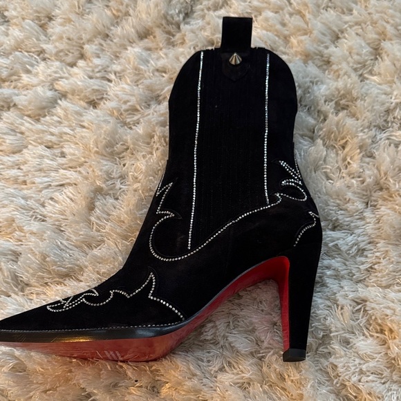Christian Louboutin Santia ✨ Suede and Crystal Boots✨size 36-NEW - Picture 4 of 8